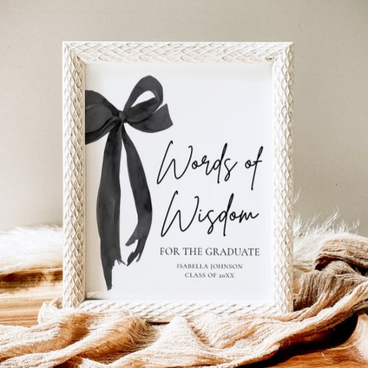 Black Bow Graduation Party Advies Woorden van Wijs Poster