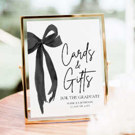 Black Bow Graduation Party Afstuderen Kaarten en g Poster