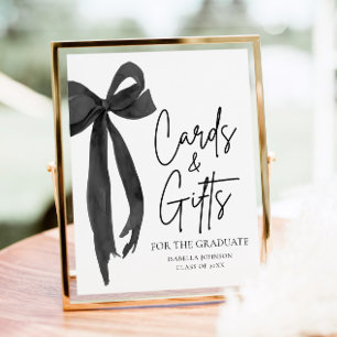 Black Bow Graduation Party Afstuderen Kaarten en g Poster