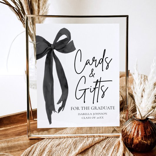 Black Bow Graduation Party Afstuderen Kaarten en g Poster