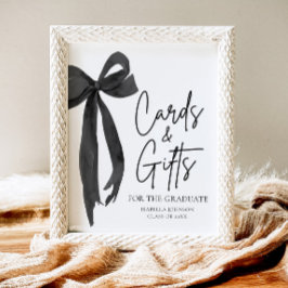 Black Bow Graduation Party Afstuderen Kaarten en g Poster