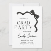 Black Bow Graduation Party Elegant Modern Grad  Kaart (Voorkant)