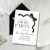 Black Bow Graduation Party Elegant Modern Grad  Kaart