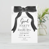 Black Bow Graduation Party Kaart (Staand voorkant)