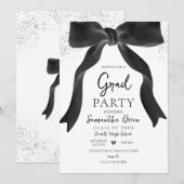 Black Bow Graduation Party Kaart (Voorkant / Achterkant)