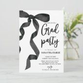 Black Bow Graduation Party Kaart (Staand voorkant)