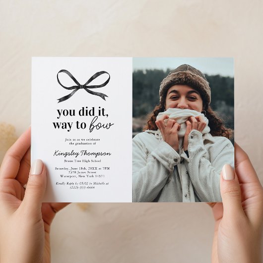 Black Bow Graduation Party Uitnodiging