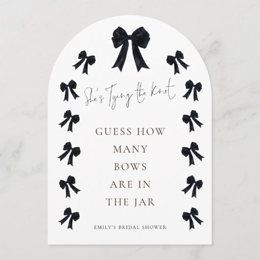 Black Bow Guess How Many Game Bridal Shower Arch Kaart (Voorkant)