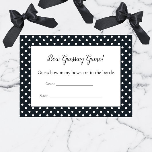 Black Bow Guessing Count Baby shower spel Informatiekaartje