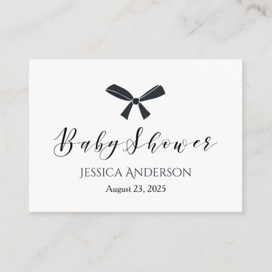 Black Bow Guessing Count Baby shower spel Informatiekaartje (Achterkant)