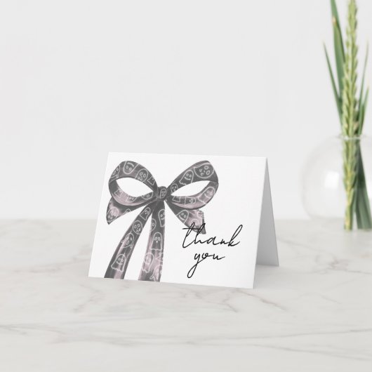 Black Bow Halloween Baby shower Bedankkaart (Voorkant)