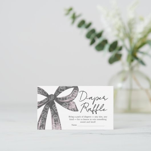 Black Bow Halloween Baby shower Luier Raffle Informatiekaartje (Staand voorkant)