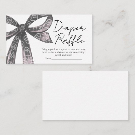 Black Bow Halloween Baby shower Luier Raffle Informatiekaartje (Voorkant / Achterkant)