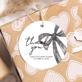 Black Bow Halloween Baby shower Ronde Bedankjes Labels