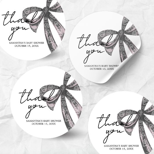 Black Bow Halloween Baby shower Ronde Sticker