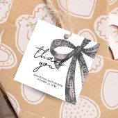 Black Bow Halloween Baby shower Square Bedankjes Labels