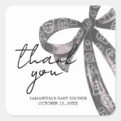 Black Bow Halloween Baby shower Vierkante Sticker (Voorkant)