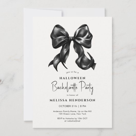 Black Bow Halloween vrijgezellenfeest Kaart (Voorkant)