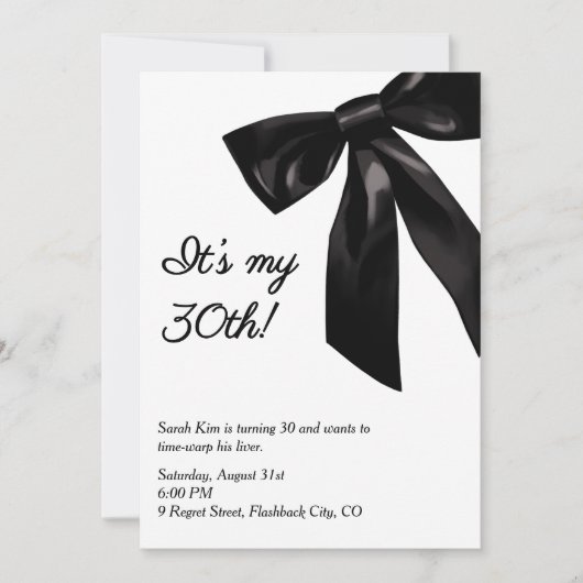 Black Bow: "Het is mijn 30ste!" Grappige volwassen Kaart (Voorkant)