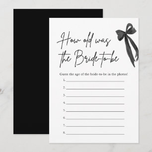 Black Bow Hoe oud was de bruid Bruidsfeest spel Kaart