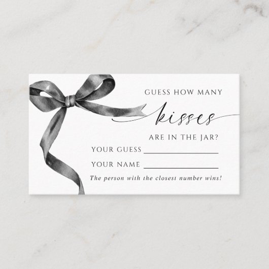Black Bow Hoeveel Kussen Douche Game Card Plaatskaartje (Voorkant)
