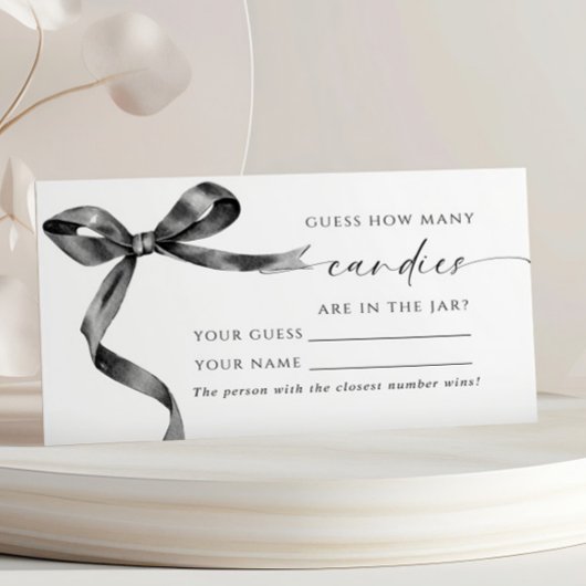 Black Bow Hoeveel Snoepjes Douche Game Card Plaatskaartje
