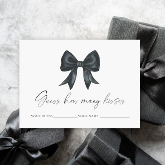 Black bow How many kisses bridal game Informatiekaartje