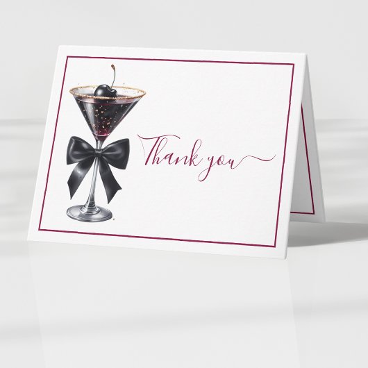 Black Bow Kersencocktail Martini Bedankkaart