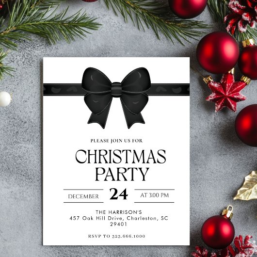 Black Bow kerstdiner Kaart