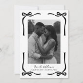 Black Bow Lijst & Elegant Moderne Fotobruiloft Save The Date (Voorkant)