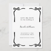 Black Bow Lijst & Elegant Moderne Fotobruiloft Save The Date (Achterkant)
