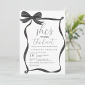 Black Bow lijst Vrijgezellenfeest Uitnodigen Kaart (Staand voorkant)