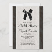 Black Bow Linen Bridal Shower-uitnodigingen Kaart (Voorkant)