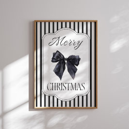Black Bow Merry Christmas Wall Art Poster