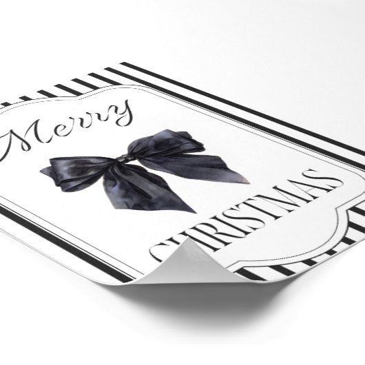 Black Bow Merry Christmas Wall Art Poster (Hoek)