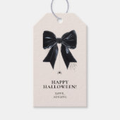 Black Bow met Spider Happy Halloween Gift Label Cadeaulabel (Voorkant)