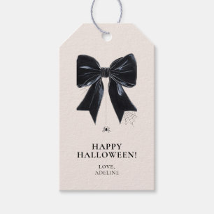 Black Bow met Spider Happy Halloween Gift Label Cadeaulabel