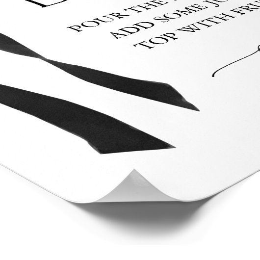 Black Bow Mimosa Bar Vrijgezellenfeest Sign Poster (Hoek)