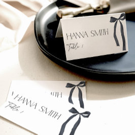 Black Bow Minimal Tying the Knot Gothic Place Card Plaatskaartje