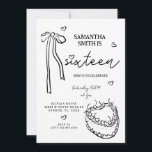 Black Bow Minimalist 21st Birthday Party Invitatio Kaart<br><div class="desc">Black Bow Minimalist 21ste Verjaardagsfeest</div>