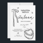 Black Bow Minimalist 21st Birthday Party Invitatio Kaart<br><div class="desc">Black Bow Minimalist 21ste Verjaardagsfeest</div>