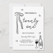 Black Bow Minimalist 21ste Verjaardagsfeest Kaart (Voorkant)