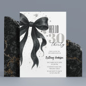 Black Bow Modern 30th Birthday Kaart