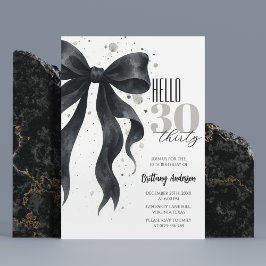Black Bow Modern 30th Birthday Kaart
