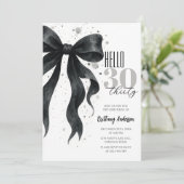 Black Bow Modern 30th Birthday Kaart (Staand voorkant)
