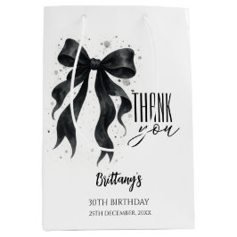 Black Bow Modern 30th Birthday Medium Cadeauzakje