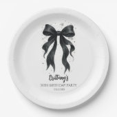 Black Bow Modern 30th Birthday  Papieren Bordje (Voorkant)