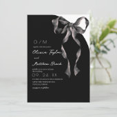  Black Bow Modern and Classic Wedding Kaart (Staand voorkant)