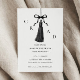 Black Bow Modern Class of 2026 Graduation Aankondiging