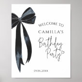 Black Bow Modern Verjaardag Welkom Poster (Voorkant)